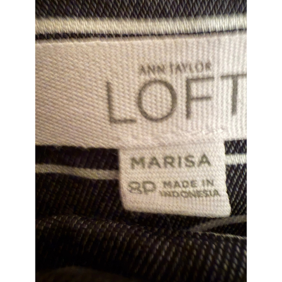 Women's LOFT Marisa Petite Ankle & Cropped Pants Navy White Stripe 8P - Picture 9 of 12